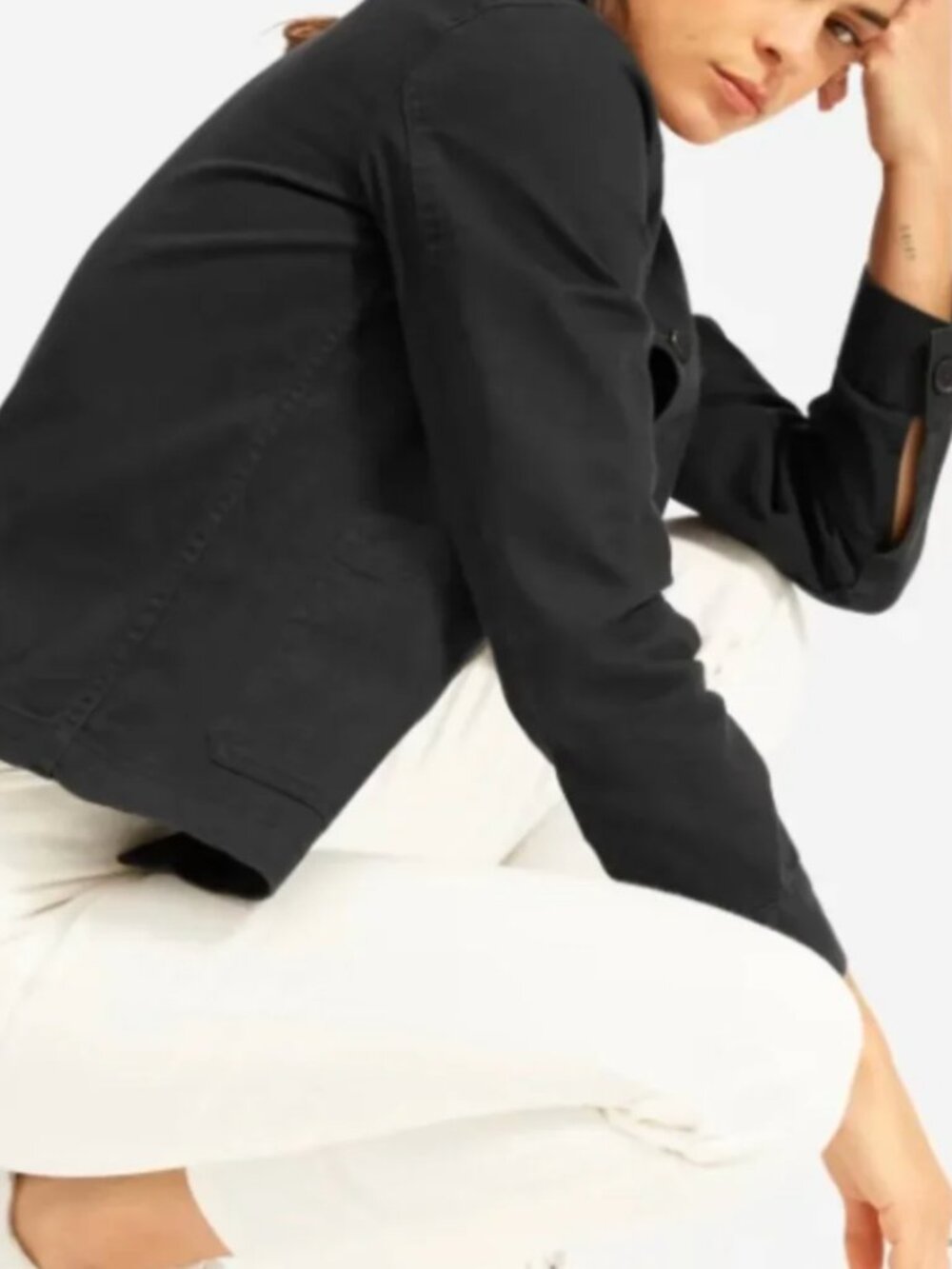 Everlane Black Cropped Chore Jacket Size XXS - Picture 4 of 8